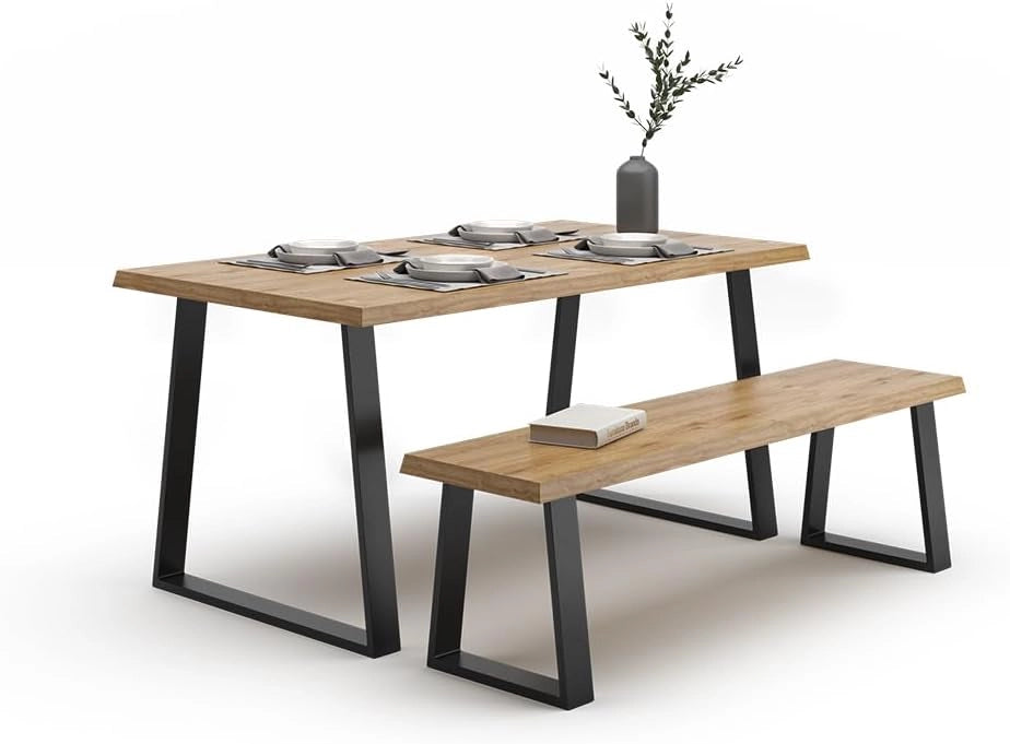 Gambe per tavolo, Nero, 80 x 72 cm Trapezoidale, per un facile montaggio su tavoli da pranzo e piani di lavoro
