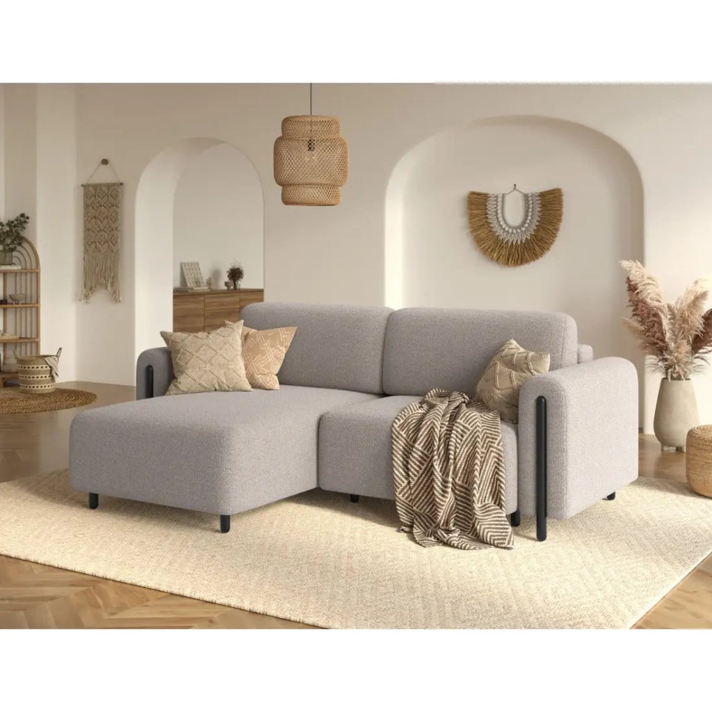 Divano ad angolo convertibile ARVESSA beige sabbia – Angolo sinistro con contenitore