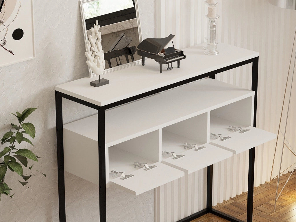 Pianfei, Consolle un Ripiano, 100x29x90h cm Bianco