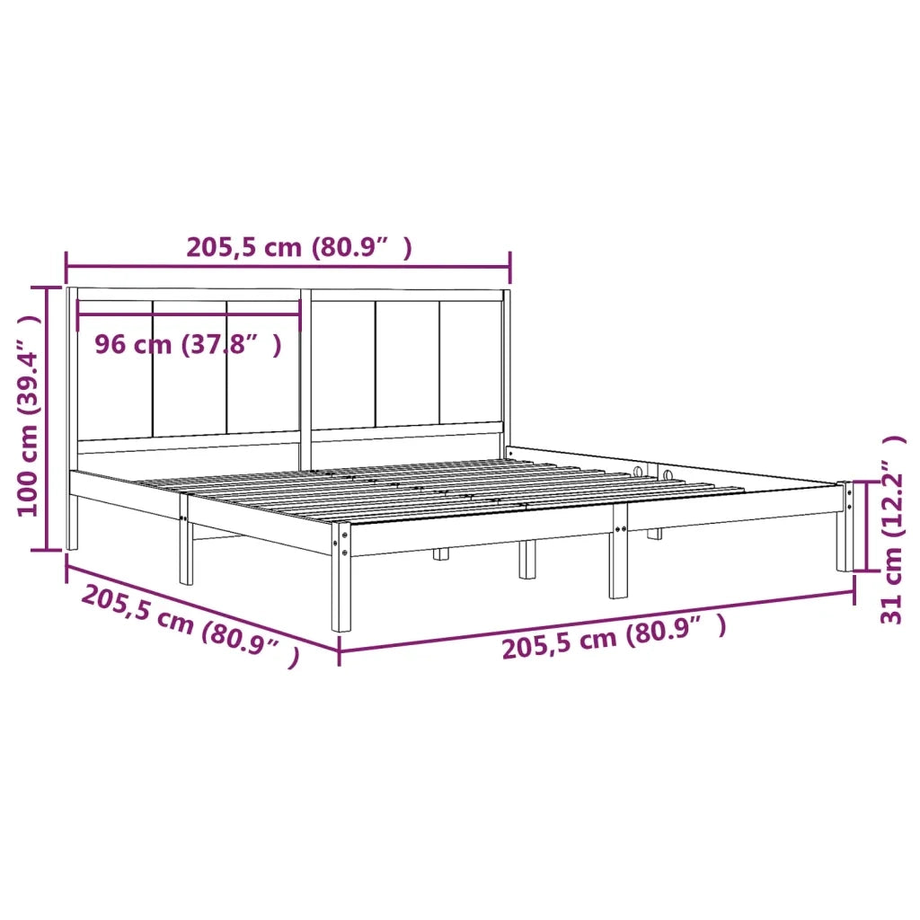 Giroletto senza Materasso 200x200 cm in Legno Massello di Pino 3105750