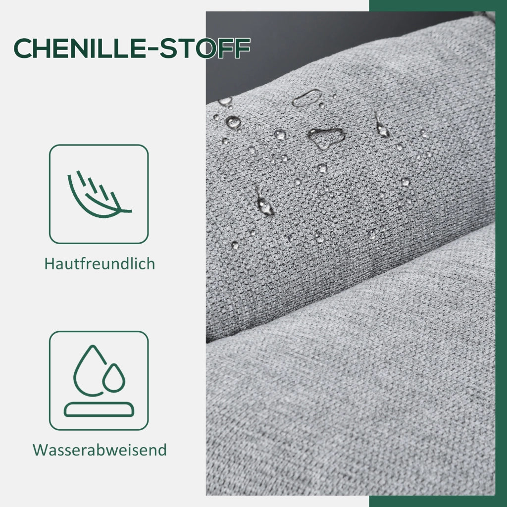 Poltrona girevole 360¡ã ¨C zephmum ¨C Tessuto Chenille, gambe in metallo, Grigio e Nero