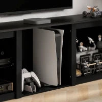 Mobile TV con illuminazione LED per TV fino a 65 pollici, 160 cm con mensole in vetro regolabili, nero
