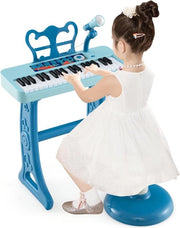 Pianino elettrico per bambini, 37 tasti con standard musicale e microfono, seggio e pedale, giocattolo per bambini a partire dai 3 anni, carico massimo 50 kg (blu)