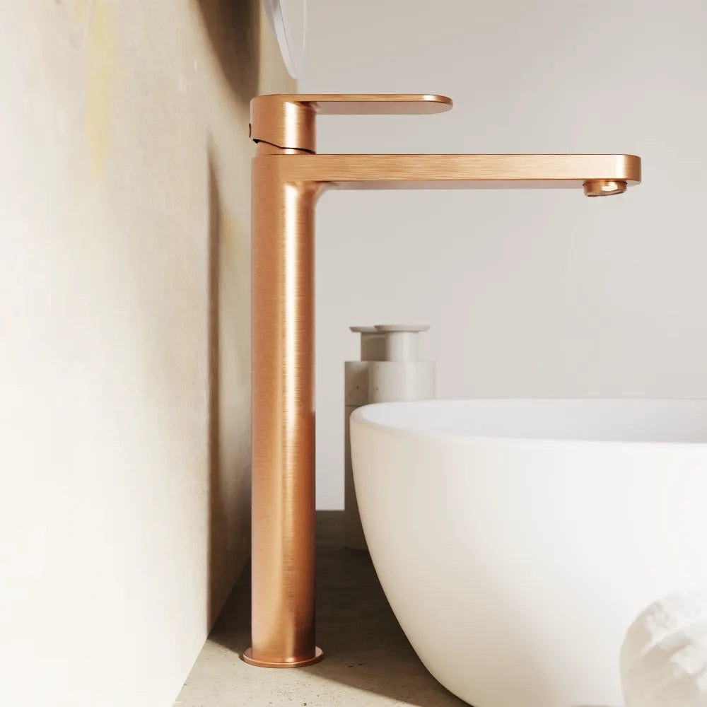 Set miscelatori lavabo alto bidet miscelatore doccia con deviatore rame spazzolato | Margot