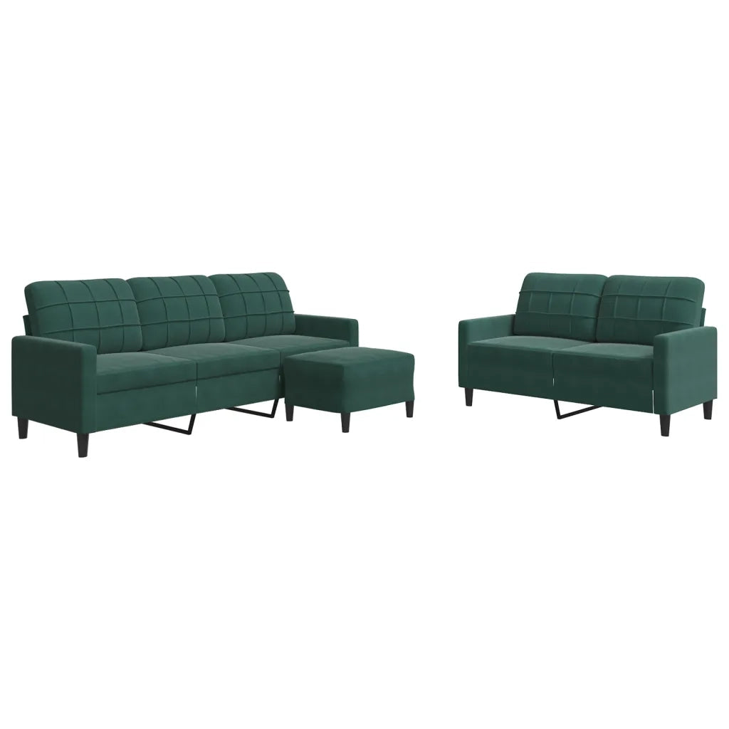 Set di Divani 3 pz con Cuscini Verde scuro in Velluto 3278403