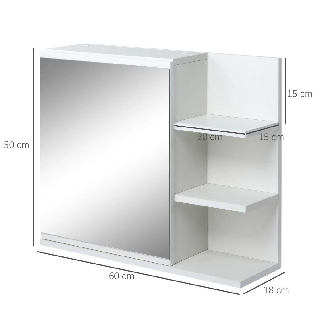 Mobile Bagno con Specchio e Ripiani ¨C zephmum ¨C Bianco 60x18x50 cm