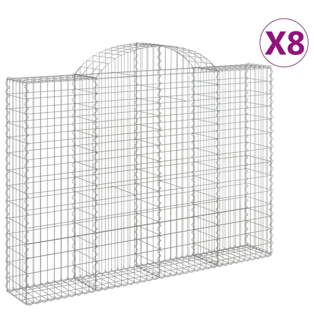 Set di 8 gabbioni ad arco per recinzioni a gabbia e muri di contenimento 200 x 30 x 140/160 cm ferro zincato argento 02_0041157