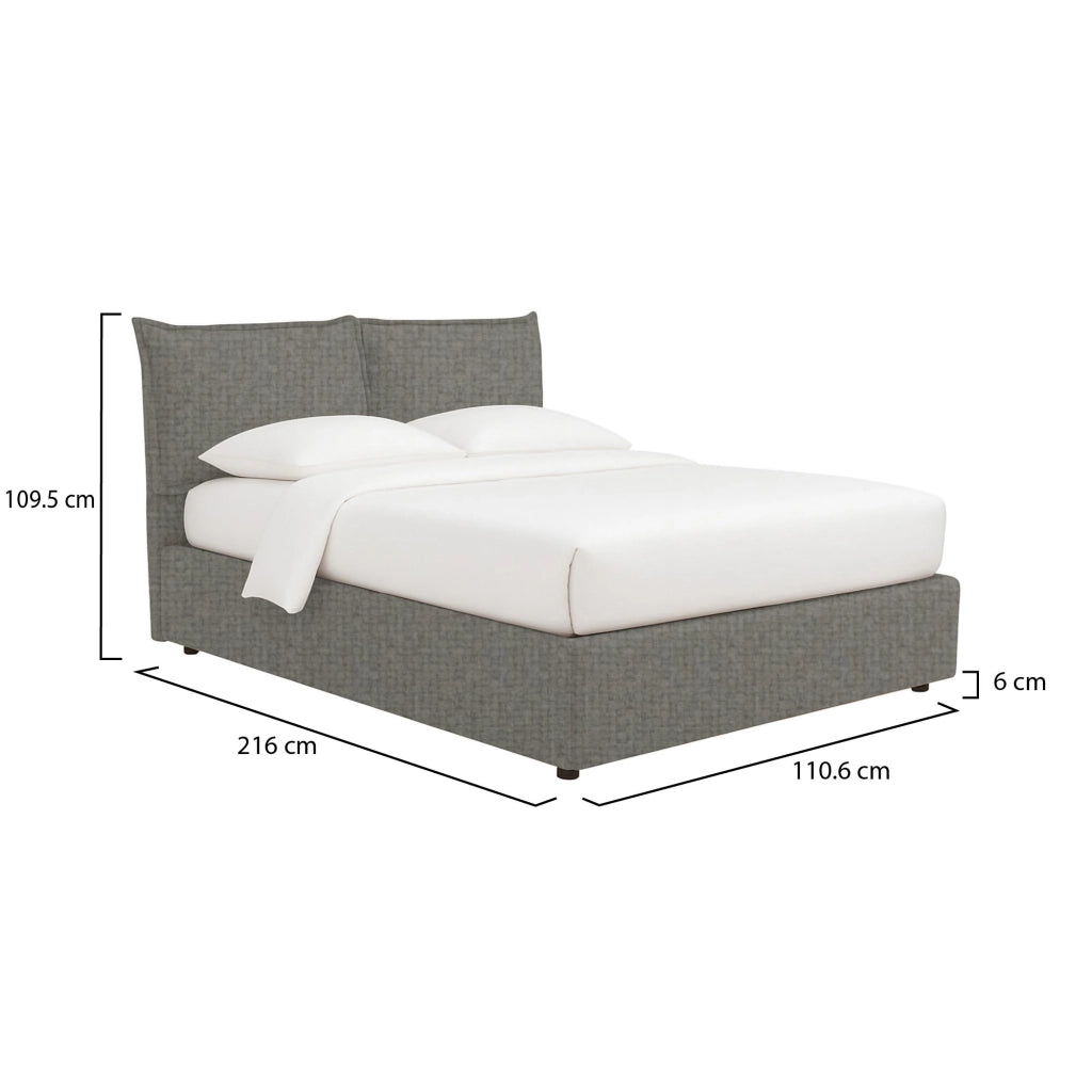 Newquay, Letto Singolo Sfoderabile Made in Italy, Grigio Cenere