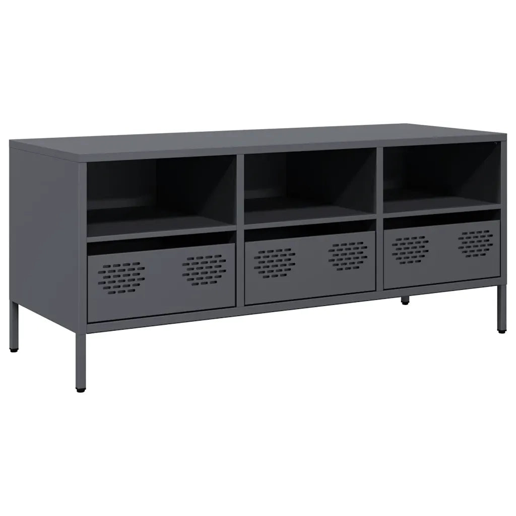 Mobile TV Antracite 101,5x39x43,5 cm Acciaio Laminato a Freddo 851324