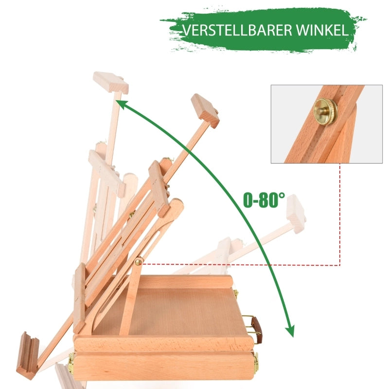 CAVALLETTO DA PITTURA Regolabile 42x36x12,5 cm Legno Naturale