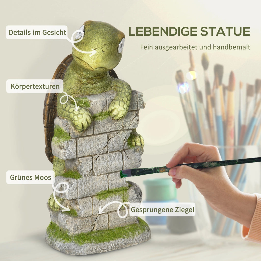Statua da Giardino Tartaruga Piccola con Luci Solare ¨C Zephmum ¨C Verde