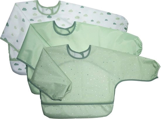 Set di 3 asciugamani acqua-resistenti con maniche lunghe - ideali per l'allattamento dei bambini e dei piccoli - certificati Oeko-Tex - colore verde 

Modello: 
- Lunghezza: 
- Materiale: 
- Dimensioni: 
- Certificazione: Oeko-Tex