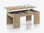 TAVOLINO TAVOLO DA CAFFE' CON PIANO ELEVABILE CM. 50X100X45H COLORE ROVERE