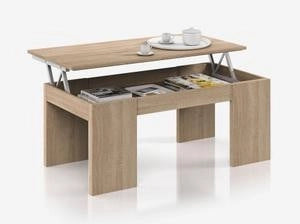 TAVOLINO TAVOLO DA CAFFE' CON PIANO ELEVABILE CM. 50X100X45H COLORE ROVERE
