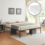 Letto Matrimoniale King Size Vårdö in Acciaio Nero con Materasso a Schiuma Fredda 180 x 200 cm [en.casa]