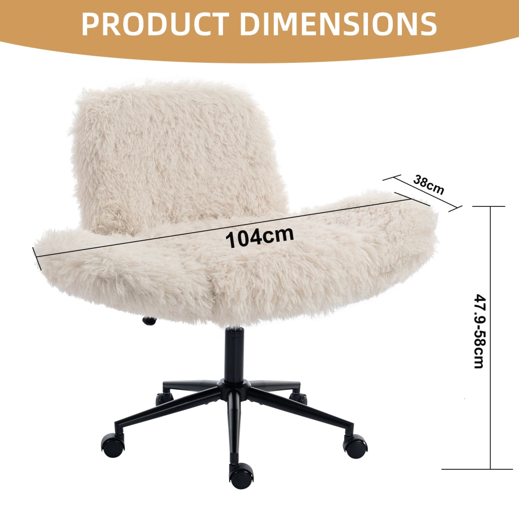 Sedia da ufficio in tessuto effetto lana, beige, con braccioli pieghevoli e altezza regolabile