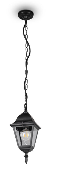 Lampada a Sospensione da Esterno Attacco E27 in Alluminio Nero Opaco