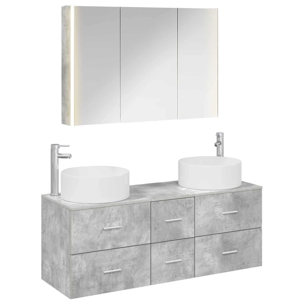 Set di mobili per il bagno 4 pcs Grigio Cemento 3407106