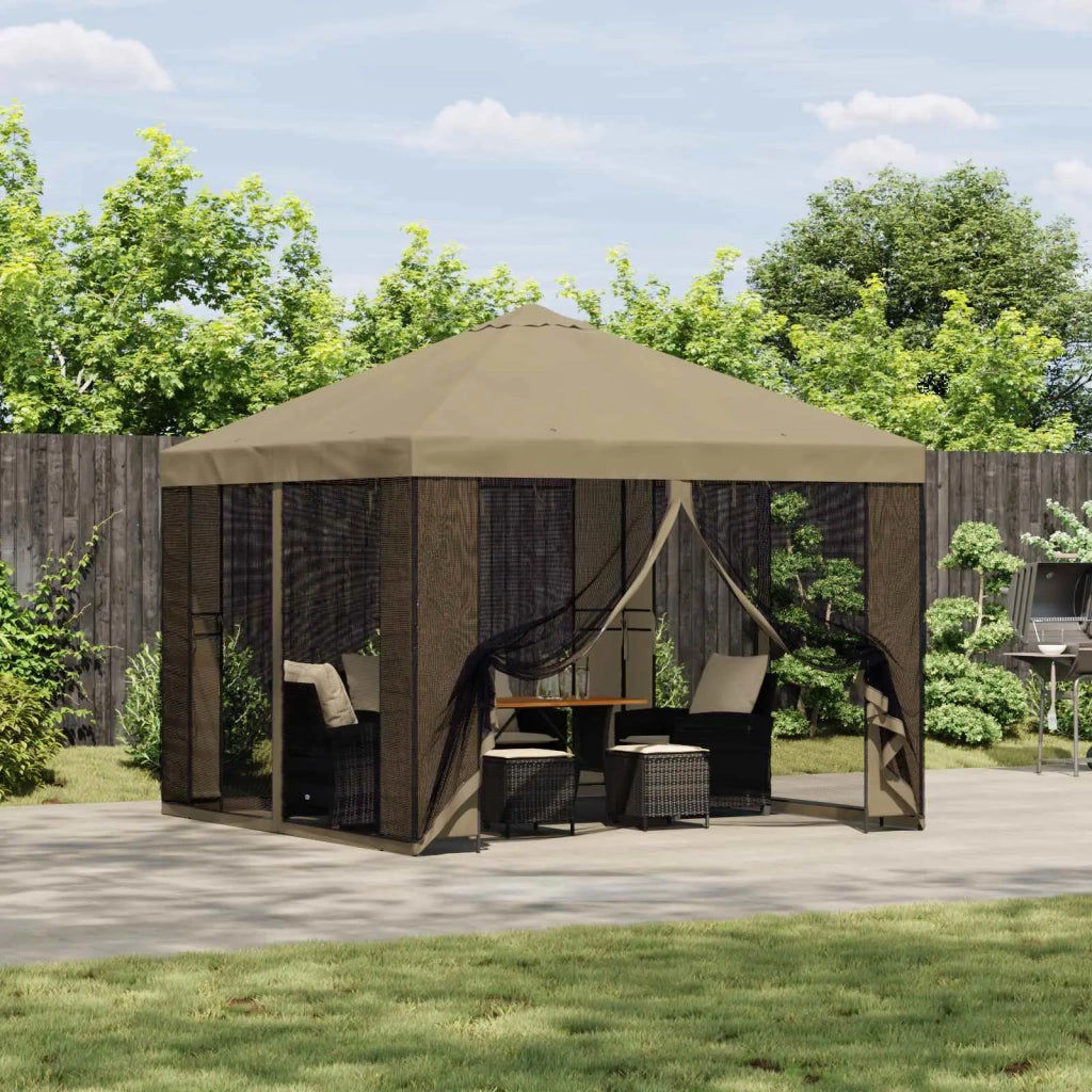 Gazebo da giardino con pareti laterali 3 x 3 m Beige