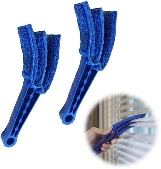 Due pezzi di pulitore di lamelle per tende - pulitori di lamelle - stoffe per tende - pulitore di lamelle - rimuovere residui di stoffa - lamelle stoffa libera (blu)