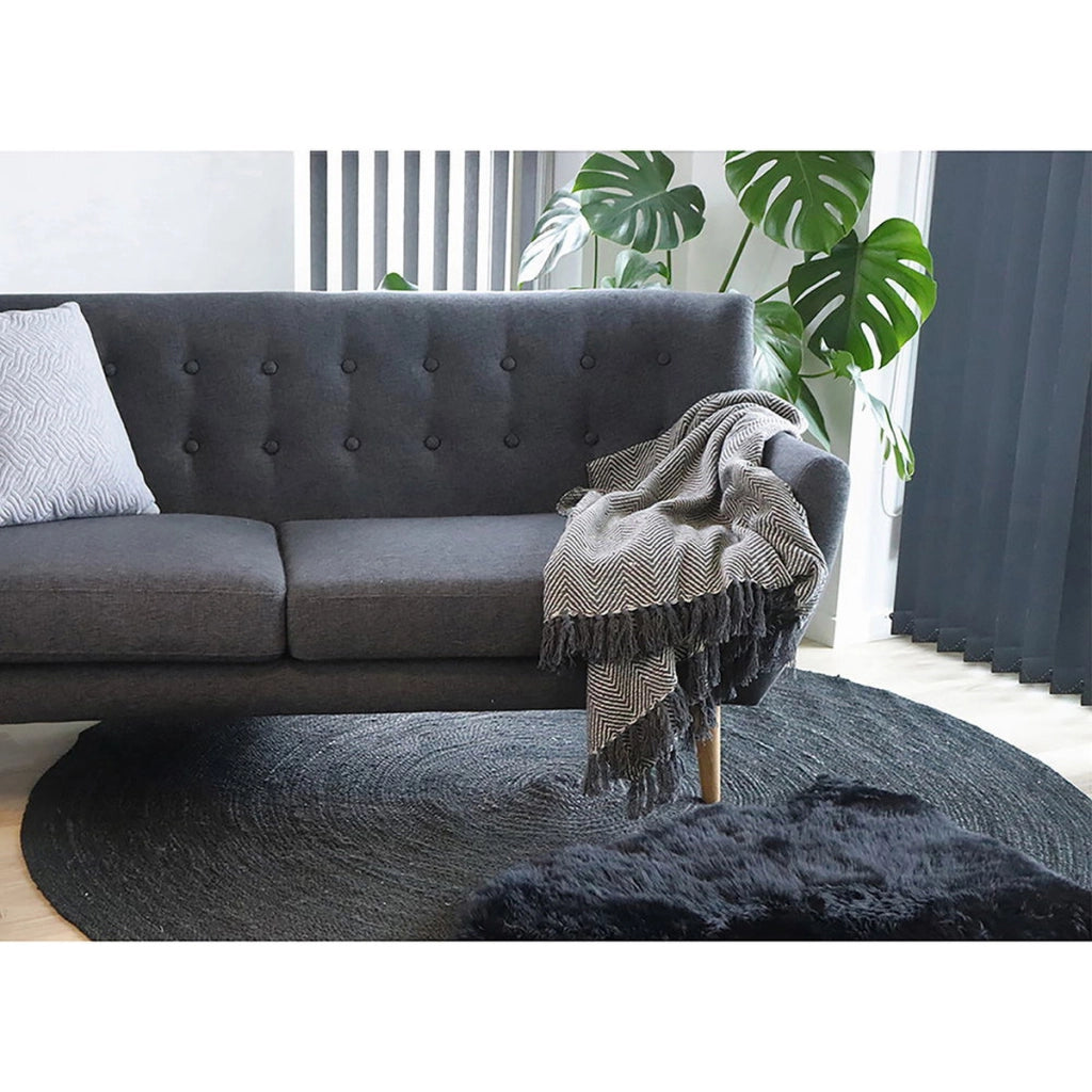 Tappeto Asimmetrico Lambskin, Nero, Vera Pelle di Agnello, 85x50x5 cm