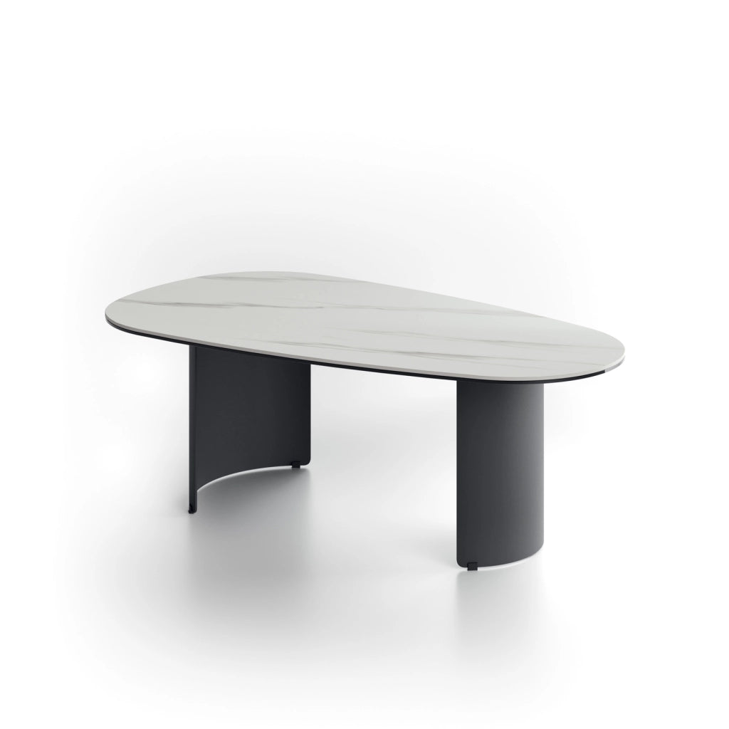 Tavolino Dolmen con top in ceramica su vetro e struttura in metallo antracite - Stones
