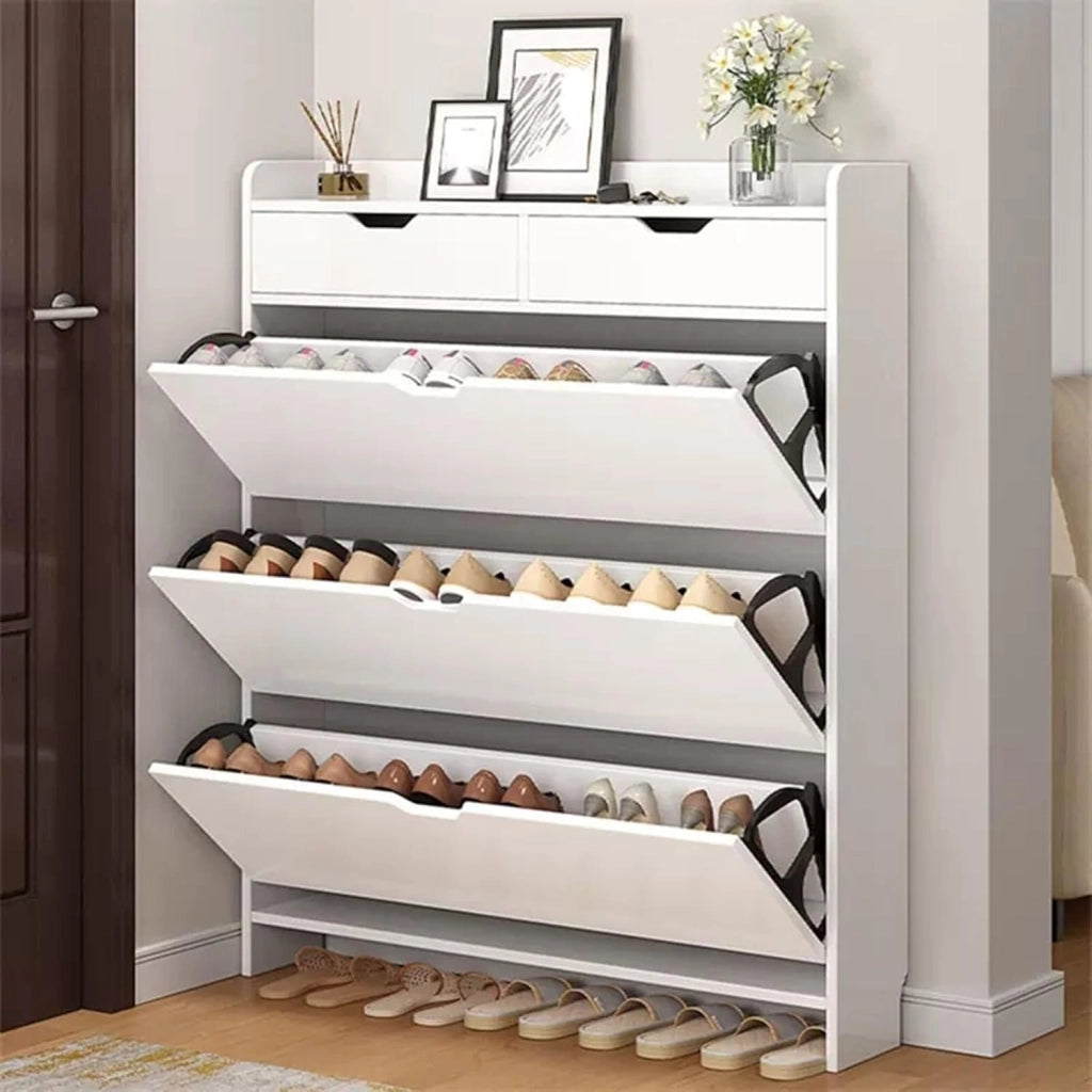 scarpiera Scarpiera Organizer per scarpe - Armadietto portascarpe stretto a 3 livelli con ante per riporre l'ingresso organizzato - Scarpiera sottile indipendente (dimensioni: 50 * 17 * 125 cm)