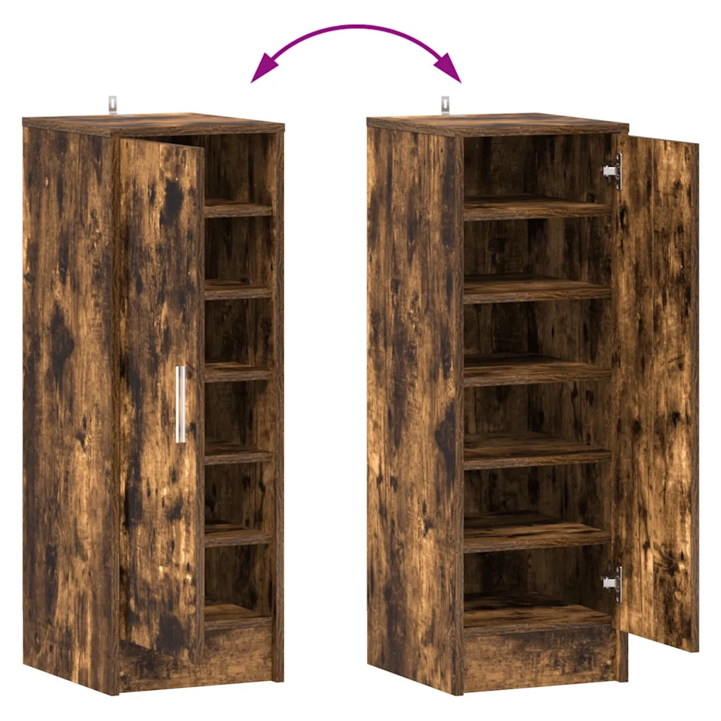 Scarpiera-Scaffale per scarpe Rovere Fumo 32x35x92 cm in Legno Multistrato
