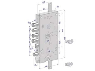 SERRATURA TRIPLICE P/PORTE BLINDATE CILINDRO EUROPEO REVERSIBILE 268  (2681SCR0328CXX)    SECUREMME