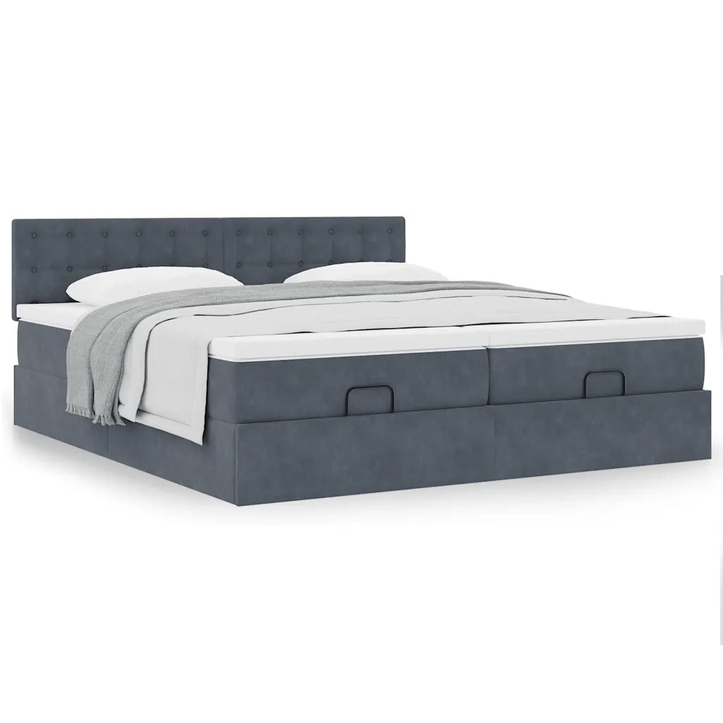 Struttura Letto Pouf con Materassi 160x200 cm in Velluto 3312105
