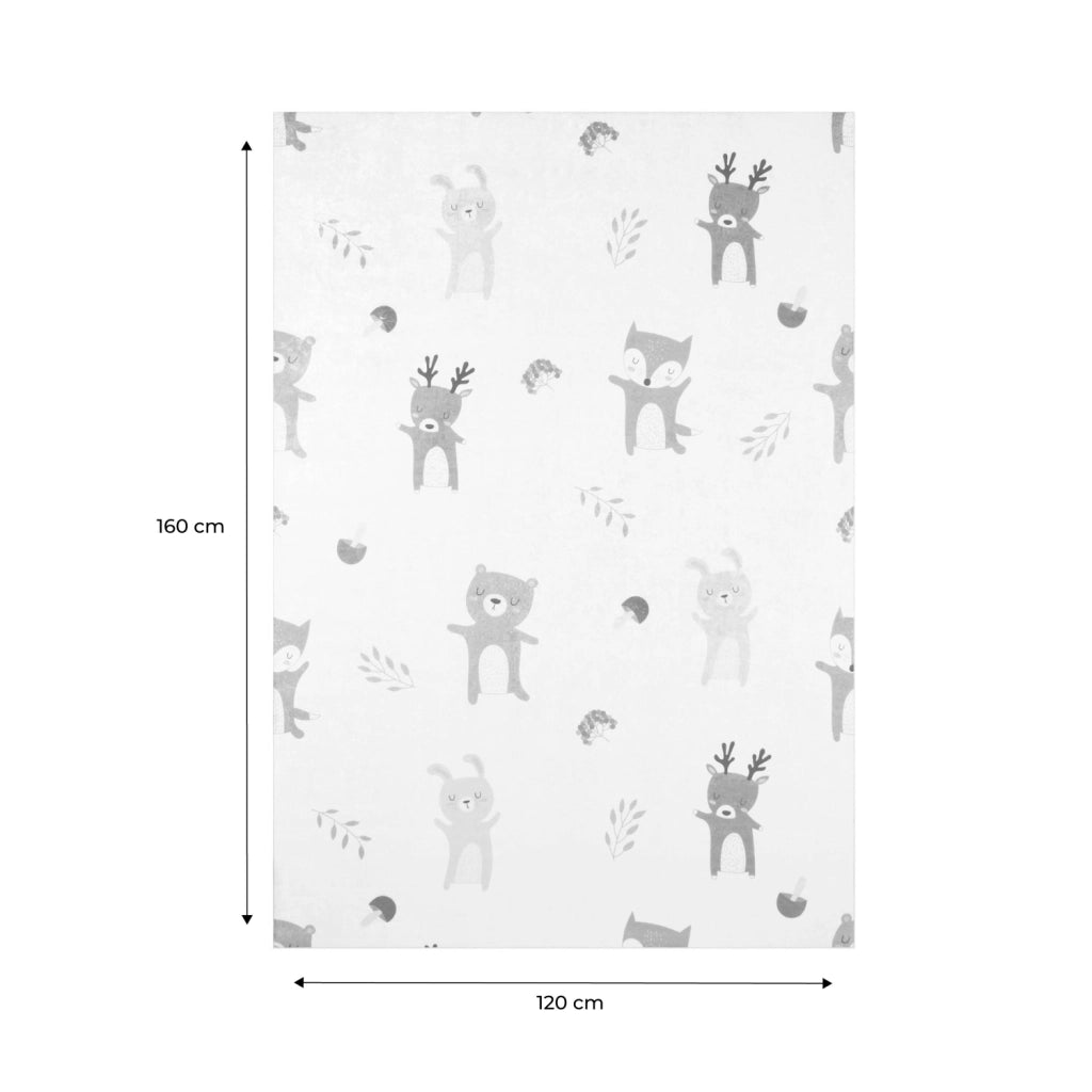 Tappeto interno per bambini bianco con stampe di animali