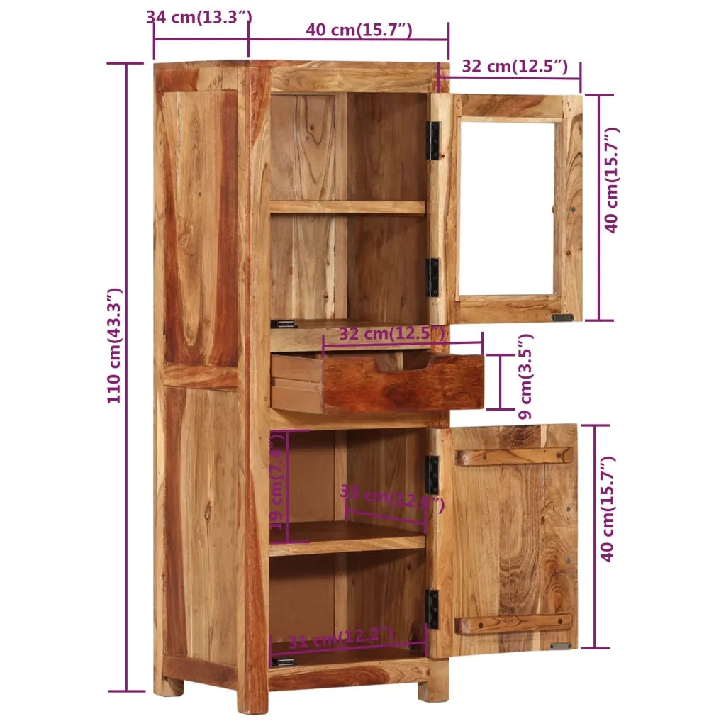 Credenza 40x34x110 cm in Legno Massello d'Acacia 338431