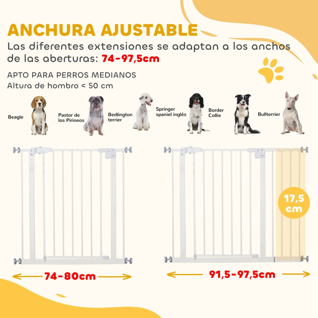 Porta per Cani Regolabile con Chiusura Automatica ¨C zephmum ¨C Bianco 74-97.5x76.2 cm
