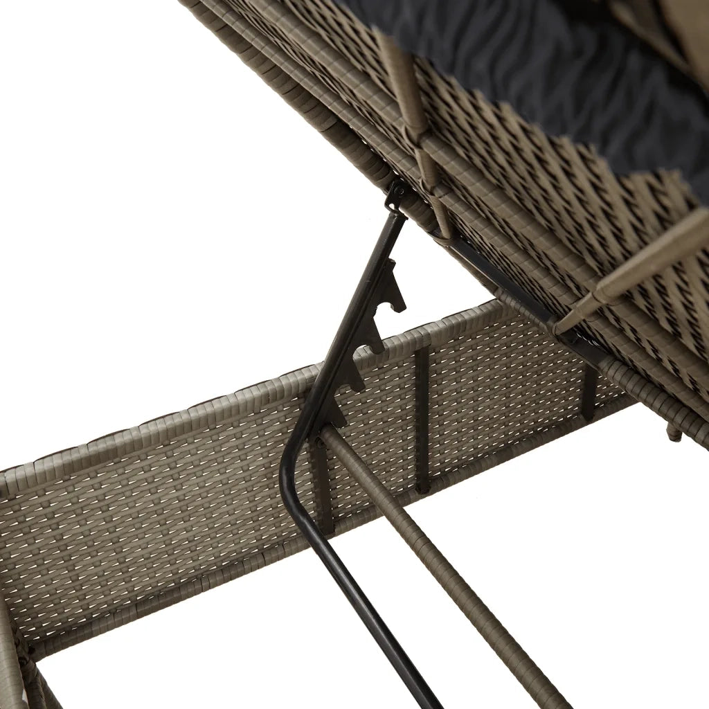 Lettini Prendisole 2 pz | Sdraio da giardino | Lettino da sole con Cuscini Grigio in Polyrattan