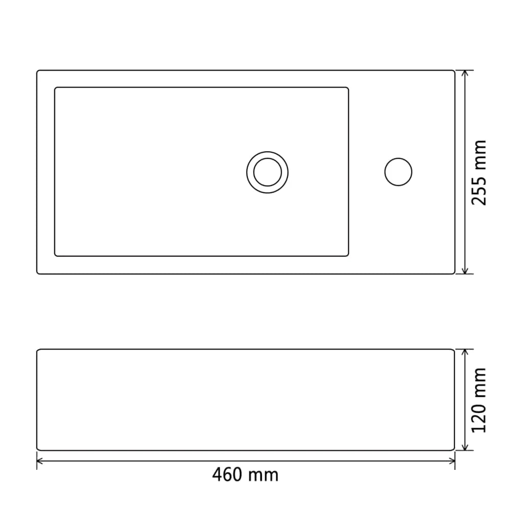 Lavabo con foro rubinetto 46 x 25,5 cm lavabo in ceramica nera 02_0002542