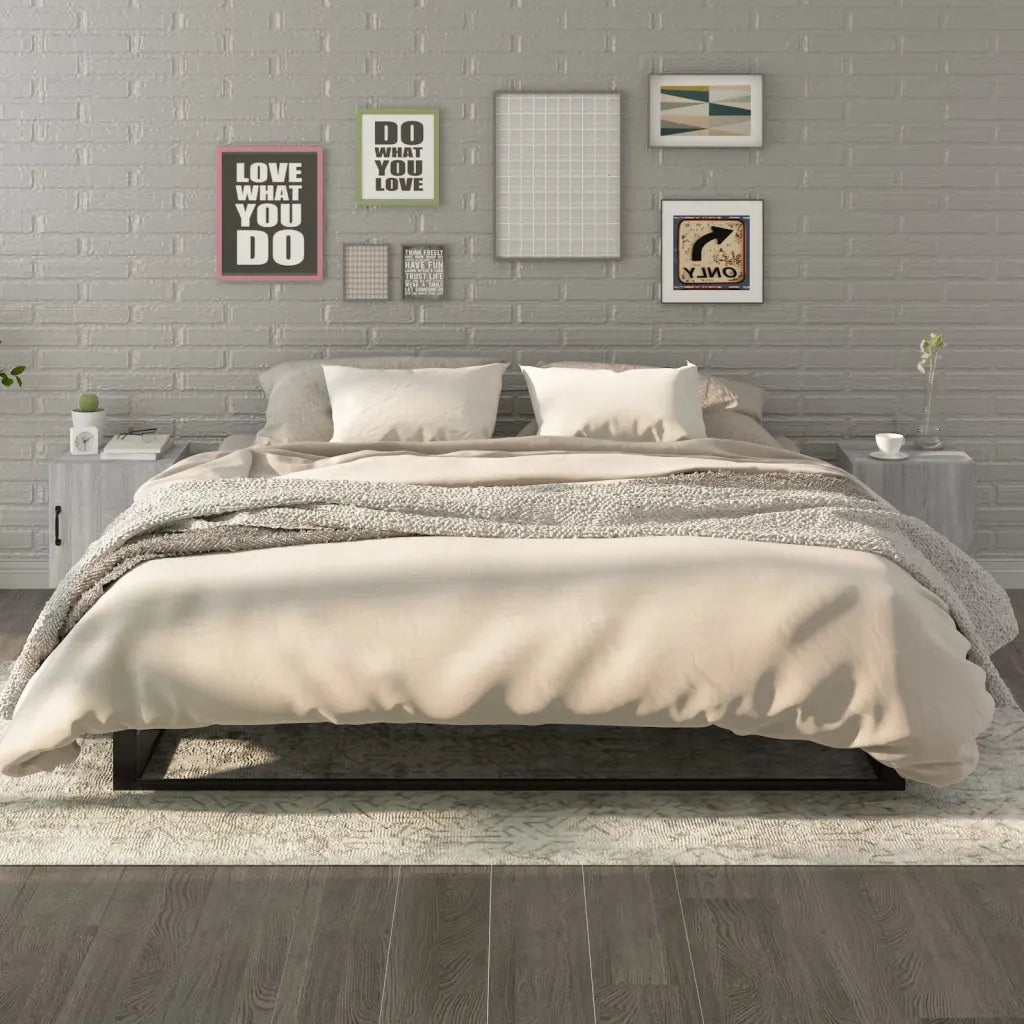 Set di 2 Comodini | Armadio da Notte | Mobiletto da notte Grigio Sonoma in Legno Multistrato
