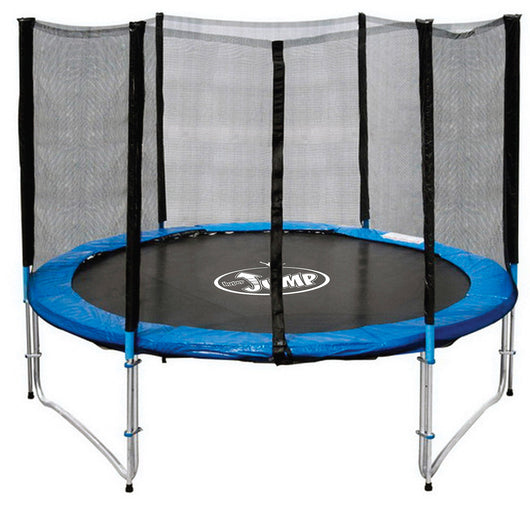 Trampolino Tappeto Elastico con Rete Ø 305 cm in Acciaio Galvanizzato Galvanizzato Blu