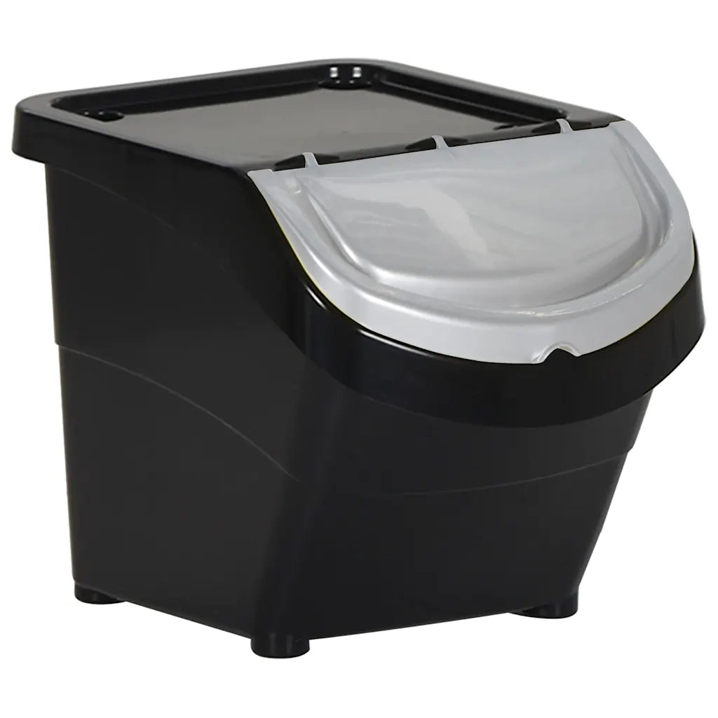 Cestini per Rifiuti Impilabili con Coperchi 3 pz Neri in PP 78 L CFW9040919
