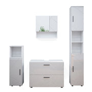 Vicco Set mobili bagno Bianco lucido 4 parti, con cassettiera e colonna