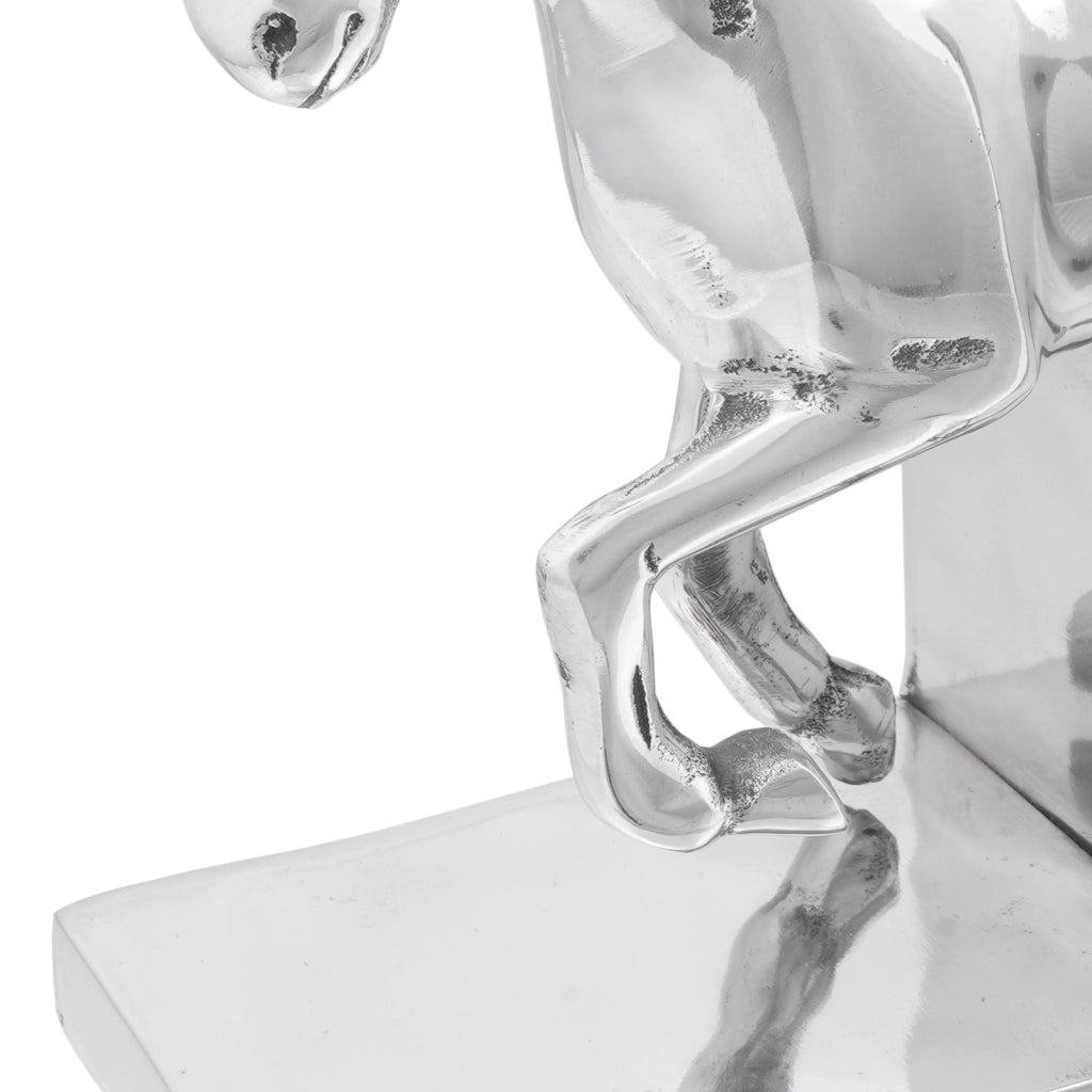 Fermalibri 2 pz Argento 11x14x25 cm Alluminio Cavallo