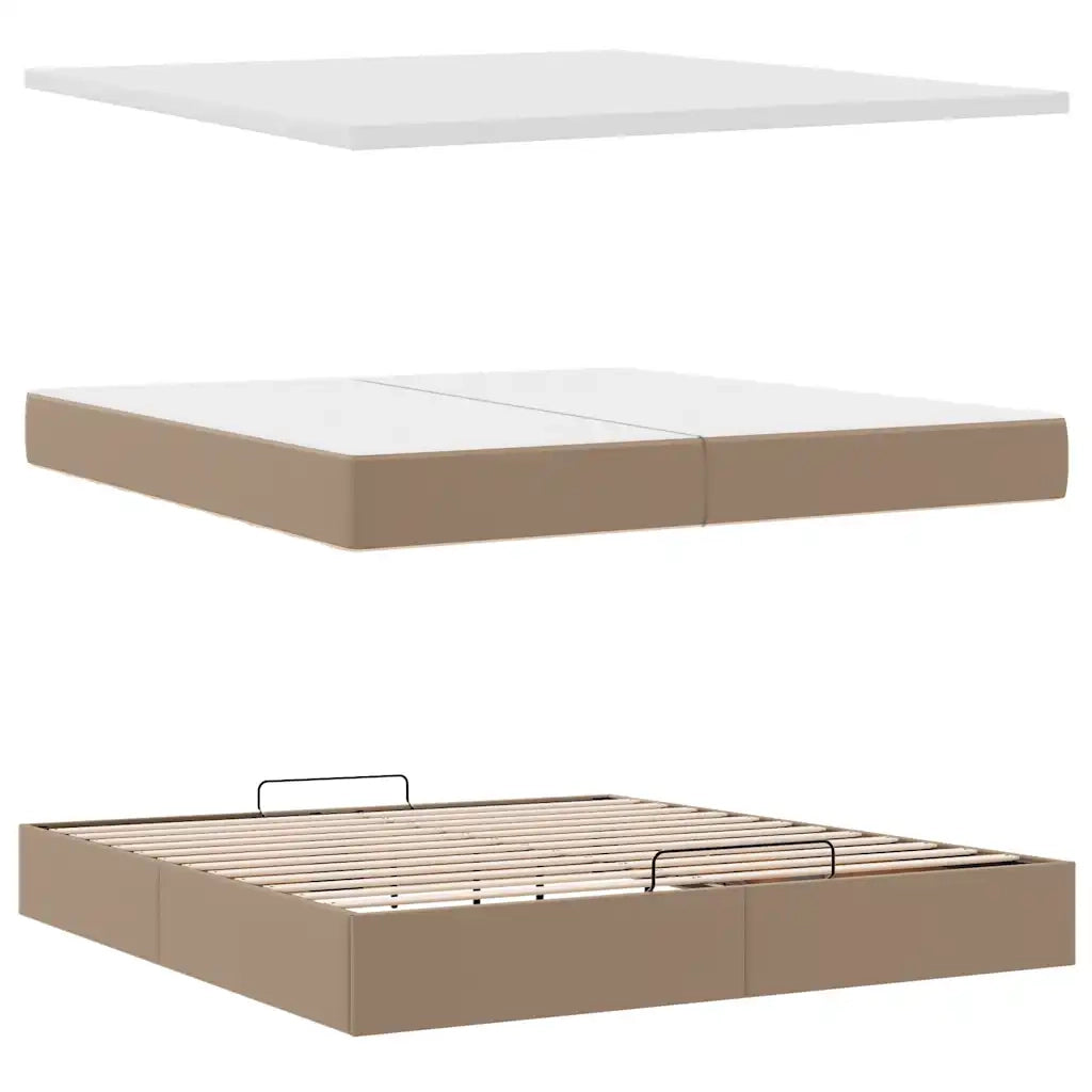 Struttura Letto Pouf con Materassi 200x200 cm Similpelle 3313874