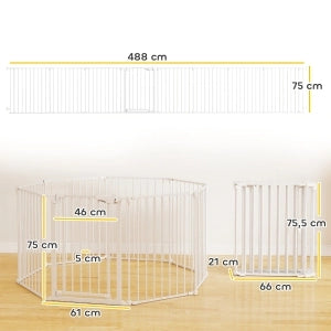 Barriera estensibile a forbice a 8 pannelli con porta, pieghevole, in acciaio al carbonio bianco, 75 cm