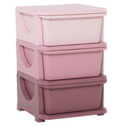 EasyComfort Cassettiera in Plastica Colorata per Cameretta con 3 Cassetti, Arredamento Casa e Asilo 37x37x56.5cm Rosa