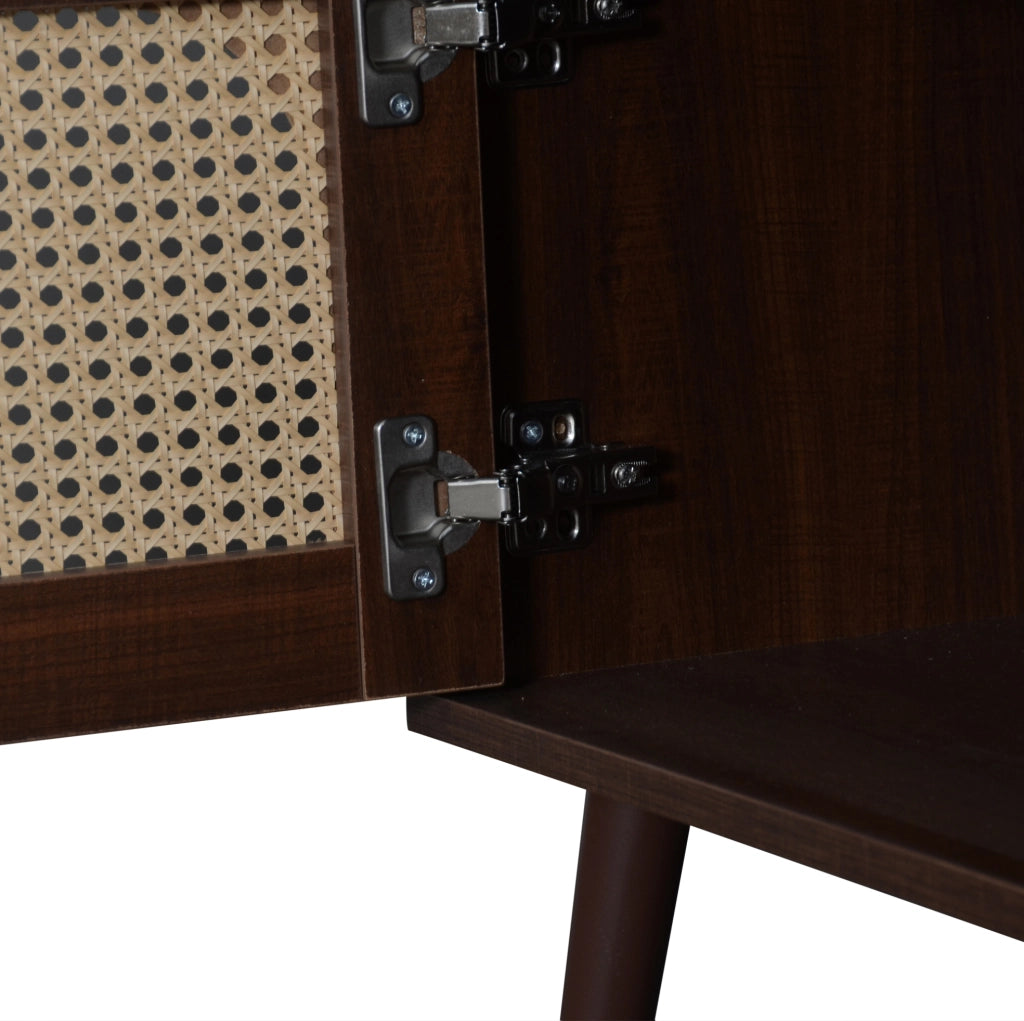 Mobile TV moderno con ante in rattan e 2 cassetti
