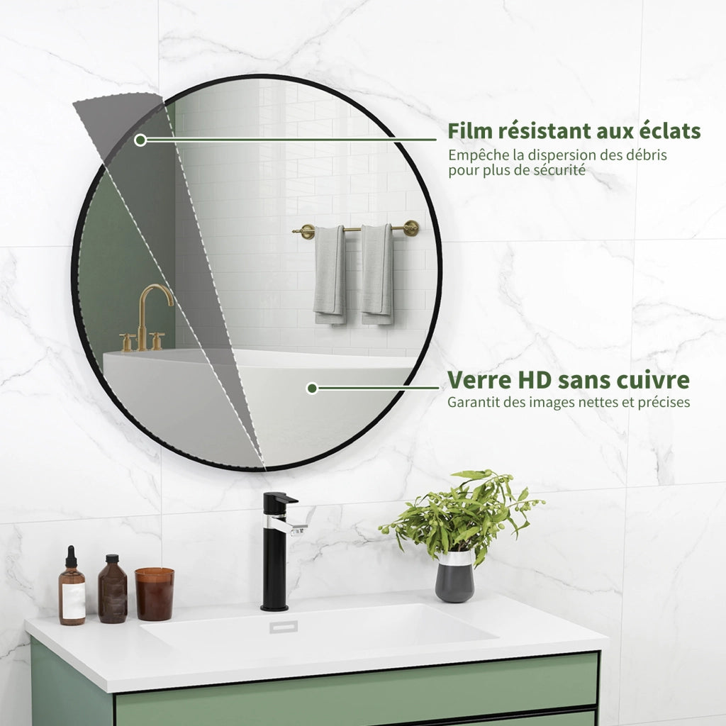 Specchio da bagno tondo con cornice in metallo ¨C Minimal ¨C Nero ?70x2,5cm