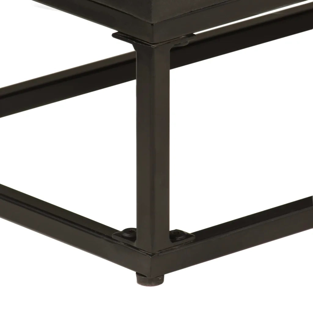 Credenza Nera 55x30x76 cm in Legno Massello di Mango e Ferro 372001