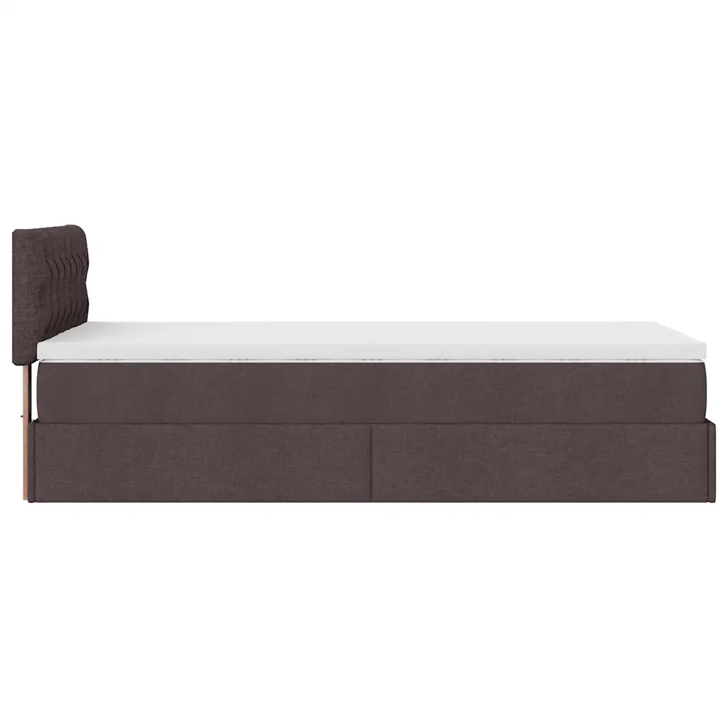 Pouf Letto con Materasso Marrone Scuro 90x200 cm in Tessuto 3311514