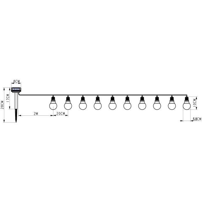 Ghirlanda solare GALIX Guinguette - 10 LED