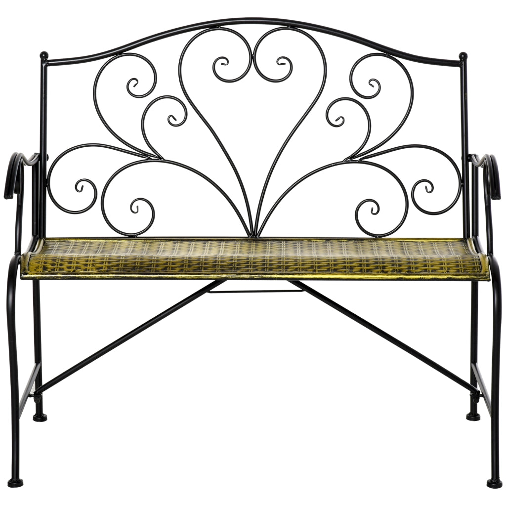 Panchina da Giardino 2 Posti in Ferro Stile Vintage ¨C zephmum ¨C Nero