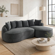 Divano modulare angolare con chaise longue 252x164x67 cm in ciniglia grigia; senza montaggio